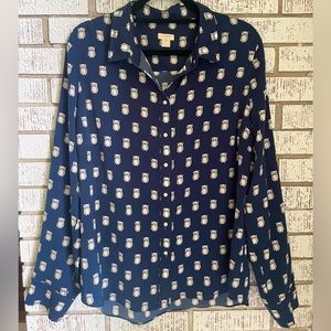 Vintage Owl Button Down Shirt - XL